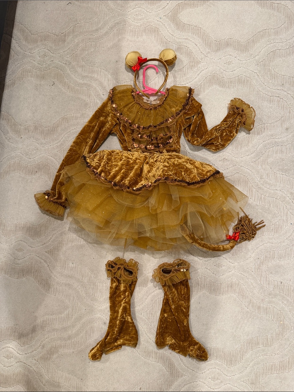 Girls' Lion Costume Dress with Headband and Tail